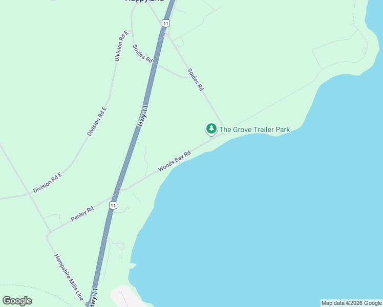 map of restaurants, bars, coffee shops, grocery stores, and more near 1909 Woods Bay Road in Orillia