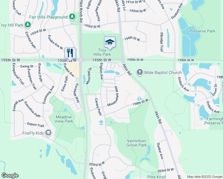 map of restaurants, bars, coffee shops, grocery stores, and more near 5108 Robin Lane in Farmington