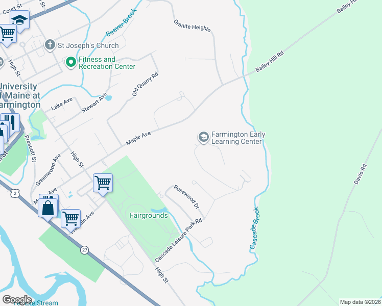 map of restaurants, bars, coffee shops, grocery stores, and more near 154 Galilee Road in Farmington