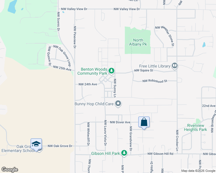 map of restaurants, bars, coffee shops, grocery stores, and more near 2979 Northwest Persimmon Way in Albany
