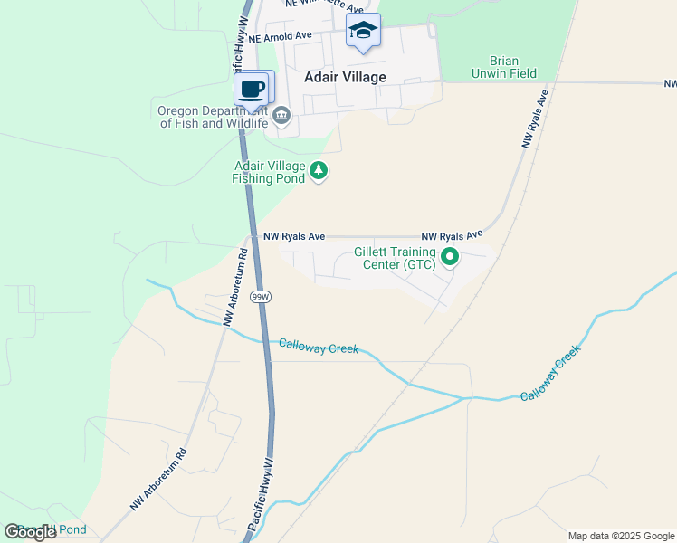 map of restaurants, bars, coffee shops, grocery stores, and more near Northwest Ryals Avenue in Corvallis