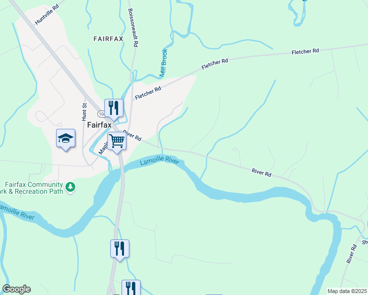 map of restaurants, bars, coffee shops, grocery stores, and more near 61 River Road in Fairfax