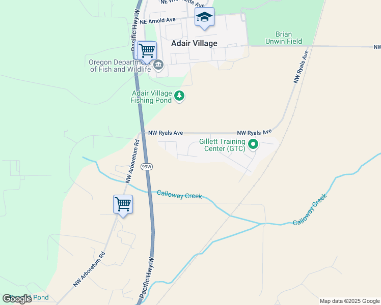 map of restaurants, bars, coffee shops, grocery stores, and more near Northwest Ryals Avenue in Corvallis