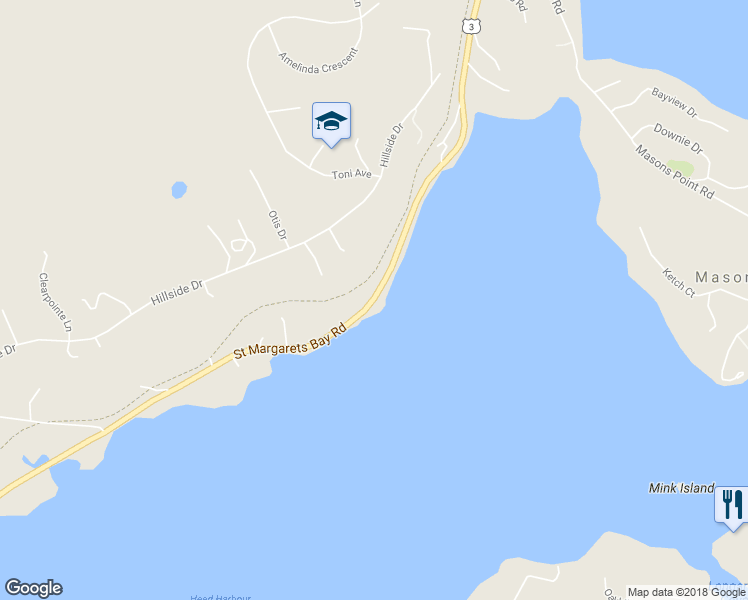map of restaurants, bars, coffee shops, grocery stores, and more near Saint Margarets Bay Road in Head of Saint Margarets Bay