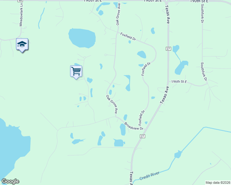 map of restaurants, bars, coffee shops, grocery stores, and more near 19555 Oak Grove Avenue in Prior Lake