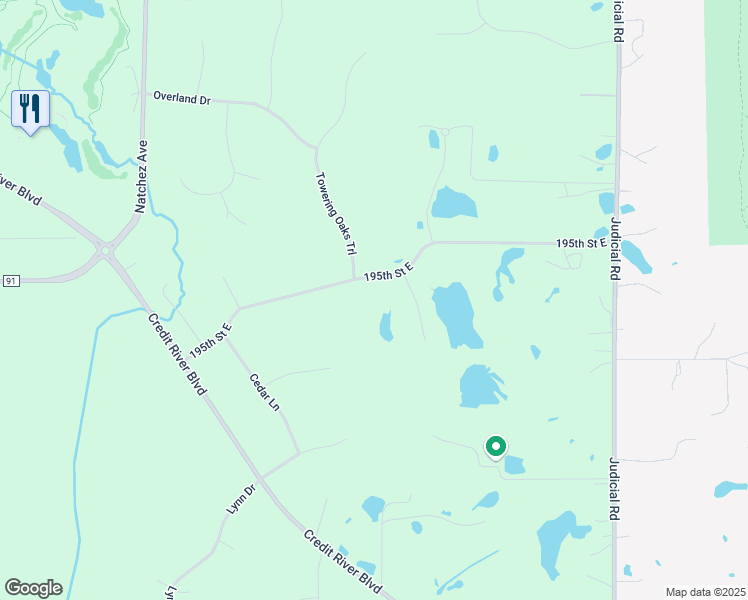 map of restaurants, bars, coffee shops, grocery stores, and more near 9471 195th Street East in Prior Lake