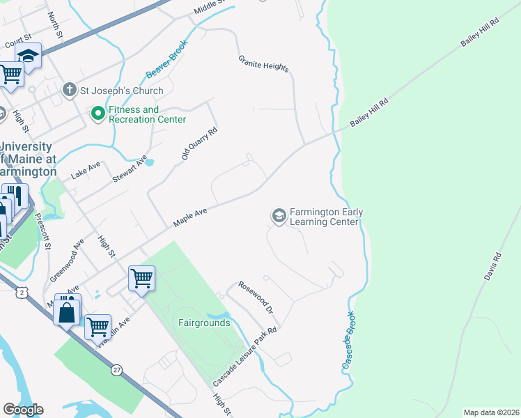 map of restaurants, bars, coffee shops, grocery stores, and more near in Farmington