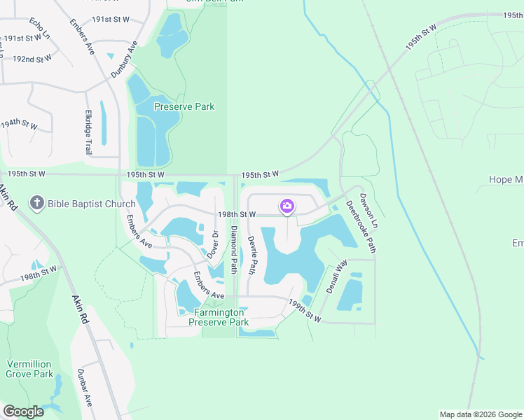 map of restaurants, bars, coffee shops, grocery stores, and more near 4577 198th Street West in Farmington