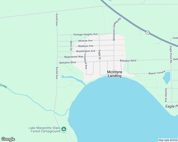 map of restaurants, bars, coffee shops, grocery stores, and more near 1201-1499 Crawford Avenue in Grayling