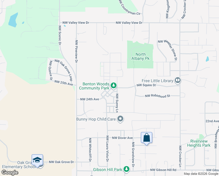 map of restaurants, bars, coffee shops, grocery stores, and more near 3003 Northwest Flame Tree Lane in Albany