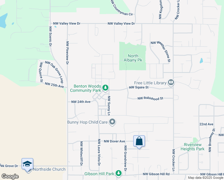map of restaurants, bars, coffee shops, grocery stores, and more near 2910 Northwest Squire Street in Albany