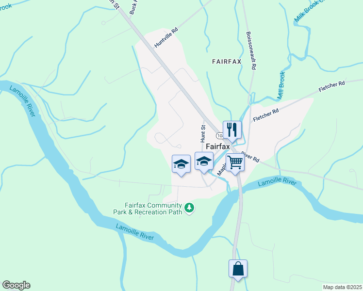 map of restaurants, bars, coffee shops, grocery stores, and more near 27 Hunt Street in Fairfax