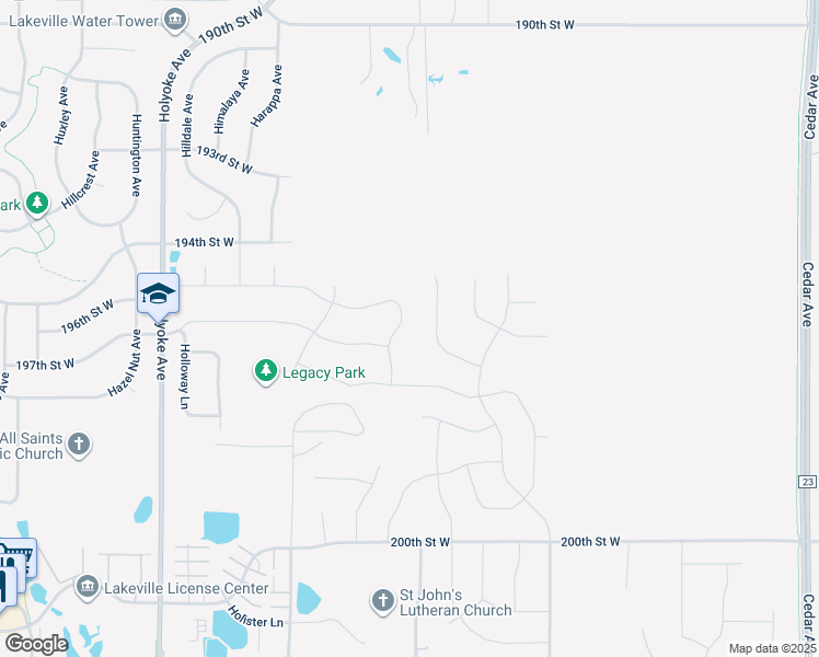 map of restaurants, bars, coffee shops, grocery stores, and more near 19658 Hibbing Way in Lakeville
