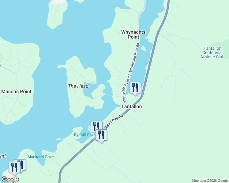 map of restaurants, bars, coffee shops, grocery stores, and more near 42 Whynachts Point Road in Tantallon