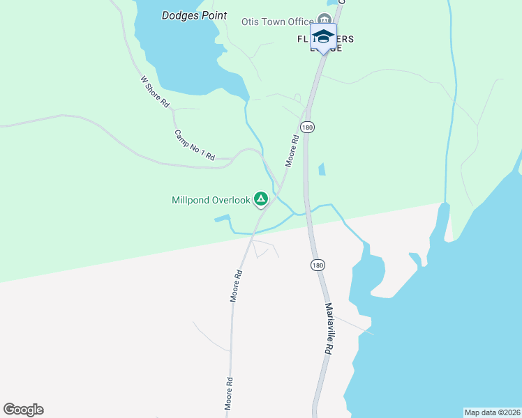 map of restaurants, bars, coffee shops, grocery stores, and more near Old Ellsworth Road in Otis