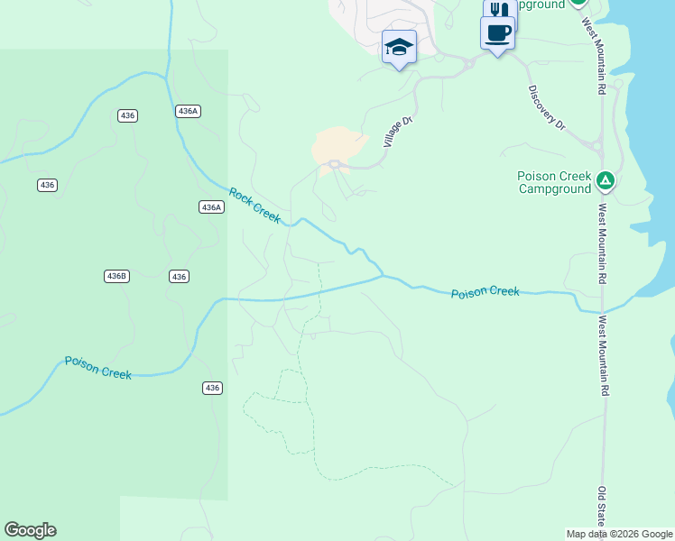 map of restaurants, bars, coffee shops, grocery stores, and more near 141 Twin Creek Court in Donnelly