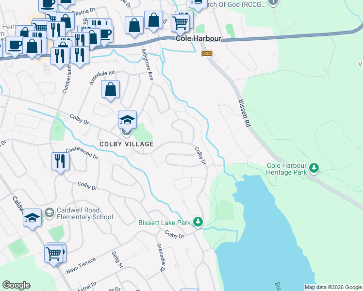 map of restaurants, bars, coffee shops, grocery stores, and more near 207 Colby Drive in Dartmouth