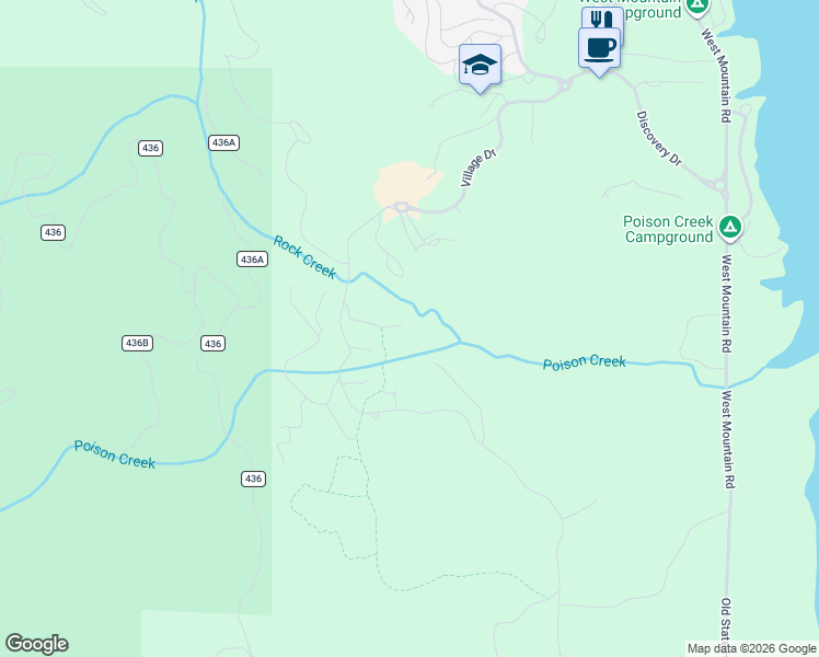 map of restaurants, bars, coffee shops, grocery stores, and more near 141 Twin Creek Court in Donnelly