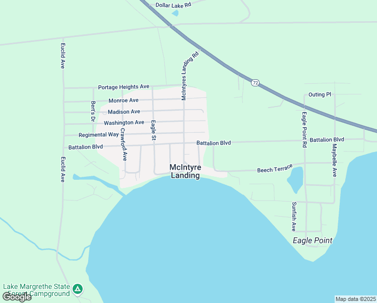 map of restaurants, bars, coffee shops, grocery stores, and more near 10000-10068 Portage Lake Drive in Grayling