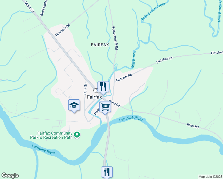 map of restaurants, bars, coffee shops, grocery stores, and more near 38 Fletcher Road in Fairfax
