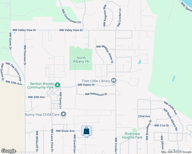 map of restaurants, bars, coffee shops, grocery stores, and more near 2853 Northwest White Oak Avenue in Albany