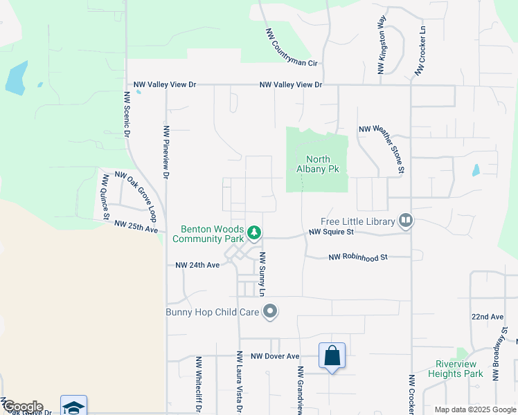 map of restaurants, bars, coffee shops, grocery stores, and more near 2853 Northwest White Oak Avenue in Albany