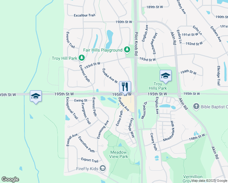 map of restaurants, bars, coffee shops, grocery stores, and more near 19465 Eureka Avenue in Farmington