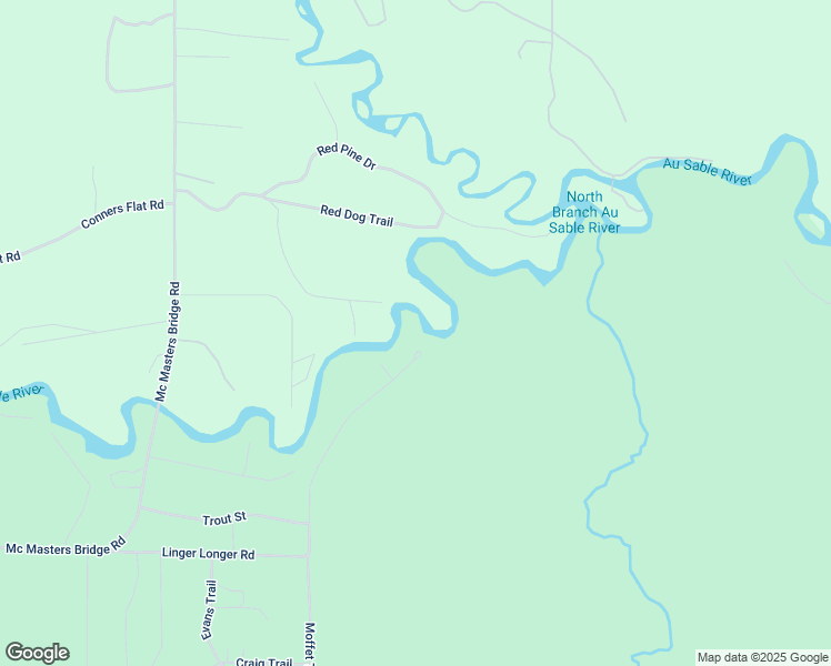 map of restaurants, bars, coffee shops, grocery stores, and more near Moffet Trail in Grayling