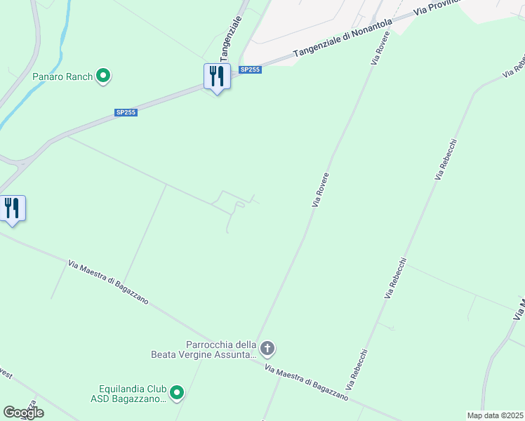 map of restaurants, bars, coffee shops, grocery stores, and more near 141 Via Provinciale Ovest in Nonantola