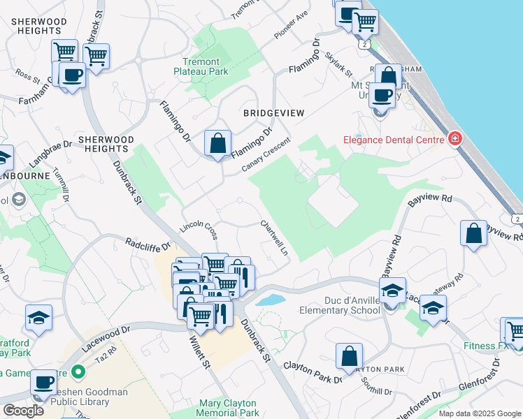 map of restaurants, bars, coffee shops, grocery stores, and more near 5 Chessvale Close in Halifax