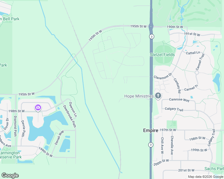 map of restaurants, bars, coffee shops, grocery stores, and more near 3680 194th Street West in Farmington