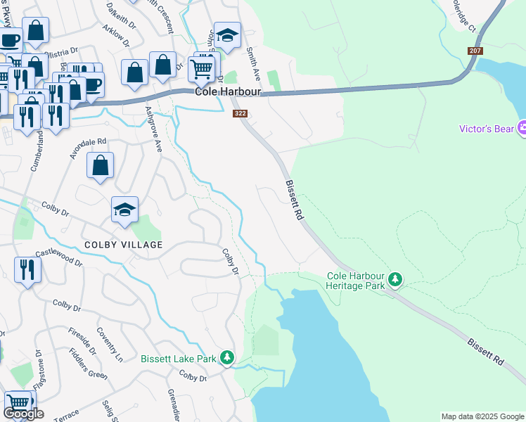 map of restaurants, bars, coffee shops, grocery stores, and more near 31 Brookview Drive in Cole Harbour