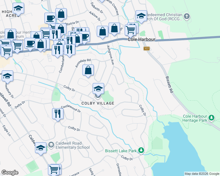 map of restaurants, bars, coffee shops, grocery stores, and more near 11 Addison Place in Dartmouth