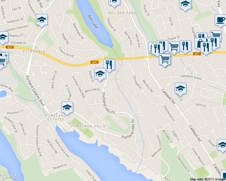 map of restaurants, bars, coffee shops, grocery stores, and more near 38 Whitehall Crescent in Dartmouth