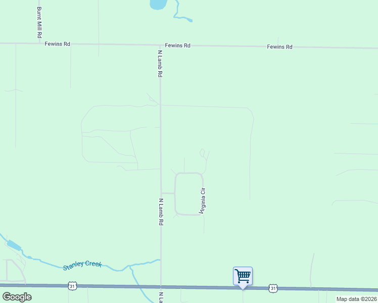 map of restaurants, bars, coffee shops, grocery stores, and more near 18082 Virginia Circle in Interlochen