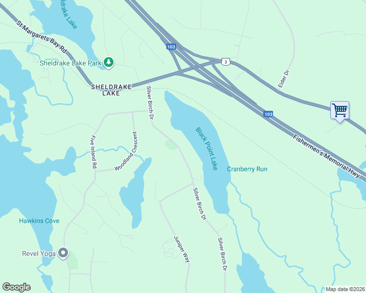 map of restaurants, bars, coffee shops, grocery stores, and more near 118 Silver Birch Drive in Hubley