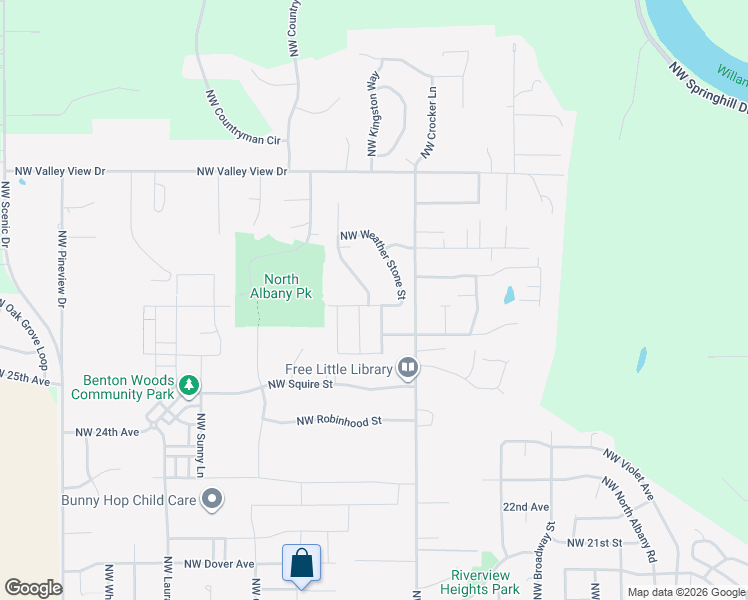 map of restaurants, bars, coffee shops, grocery stores, and more near 2397 Northwest San Pedro Avenue in Albany