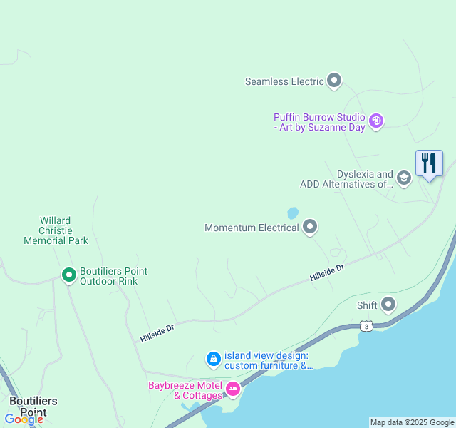map of restaurants, bars, coffee shops, grocery stores, and more near 166 Hillside Drive in Halifax