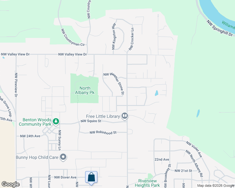 map of restaurants, bars, coffee shops, grocery stores, and more near 2397 Northwest San Pedro Avenue in Albany