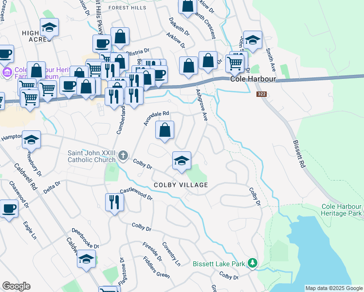 map of restaurants, bars, coffee shops, grocery stores, and more near in Dartmouth