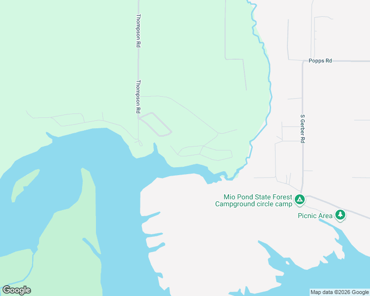 map of restaurants, bars, coffee shops, grocery stores, and more near 663 Ahdeek Trail in Mio