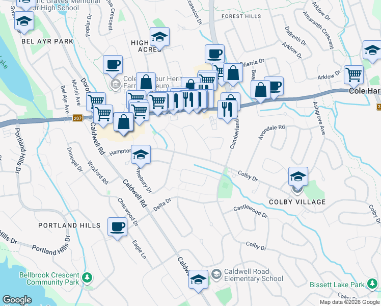 map of restaurants, bars, coffee shops, grocery stores, and more near 47 Hampton Green in Cole Harbour