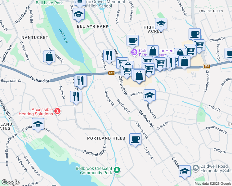 map of restaurants, bars, coffee shops, grocery stores, and more near 73 Wexford Road in Cole Harbour