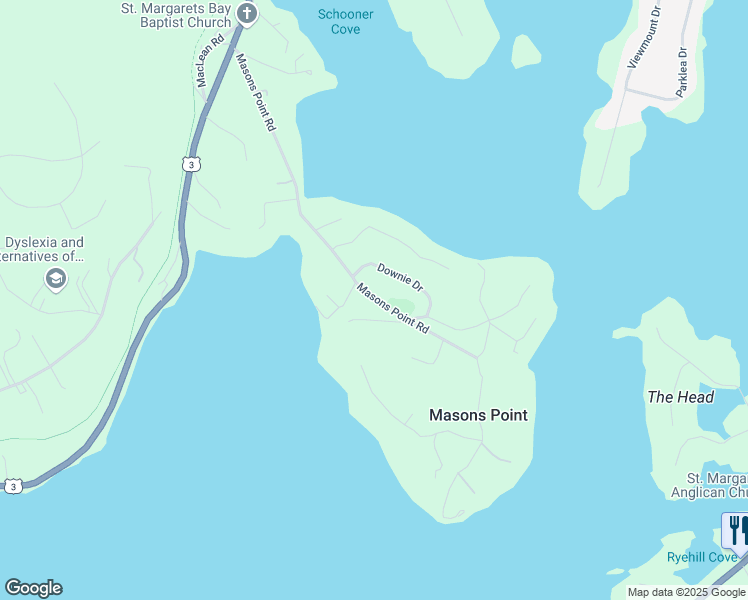 map of restaurants, bars, coffee shops, grocery stores, and more near 211 Masons Point Road in Head of Saint Margarets Bay