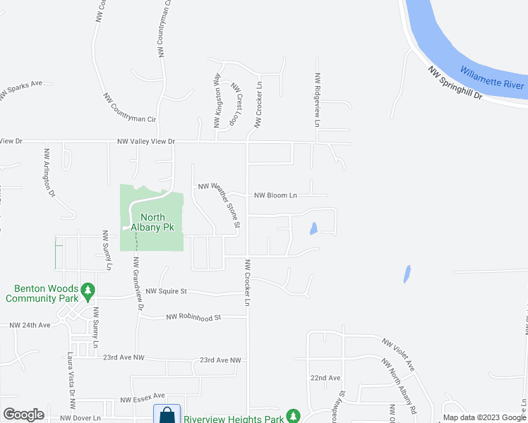 map of restaurants, bars, coffee shops, grocery stores, and more near 2129 Northwest Arroyo Ridge Avenue in Albany