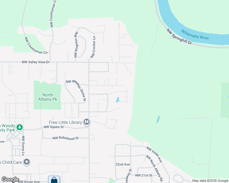 map of restaurants, bars, coffee shops, grocery stores, and more near 1875 Northwest Bloom Lane in Albany