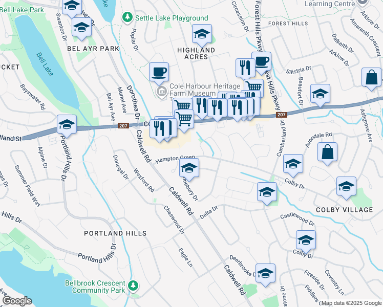 map of restaurants, bars, coffee shops, grocery stores, and more near 109 Hampton Green in Dartmouth