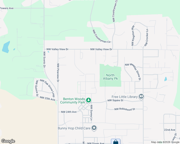 map of restaurants, bars, coffee shops, grocery stores, and more near Northwest Arlington Drive in Albany