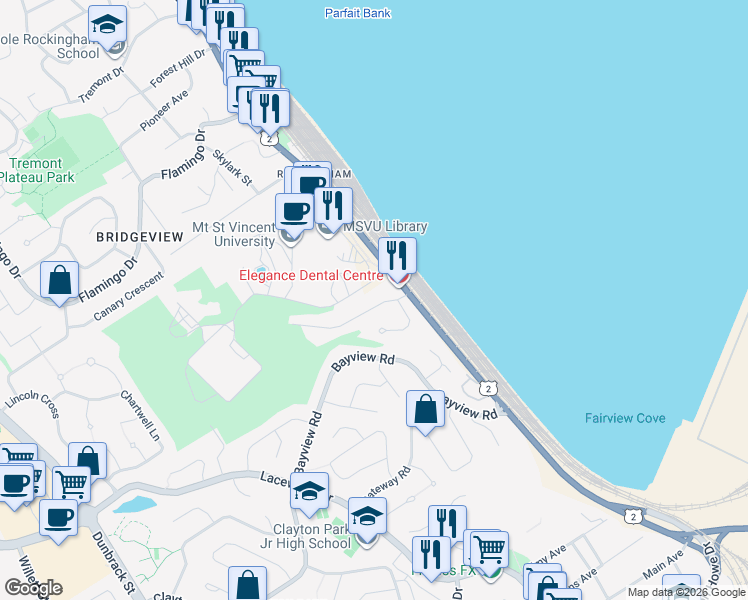 map of restaurants, bars, coffee shops, grocery stores, and more near 37 Sherbrooke Drive in Halifax