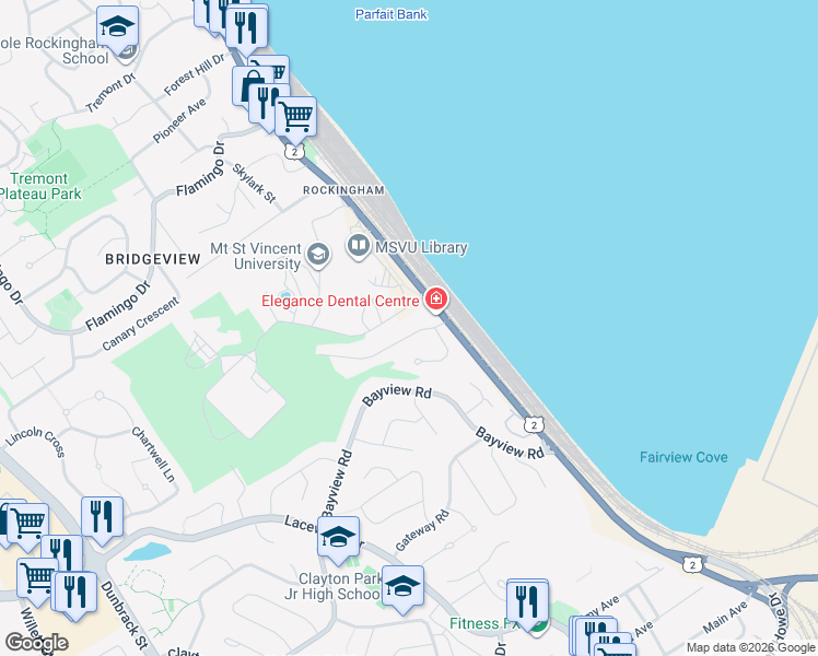 map of restaurants, bars, coffee shops, grocery stores, and more near 37 Sherbrooke Drive in Halifax